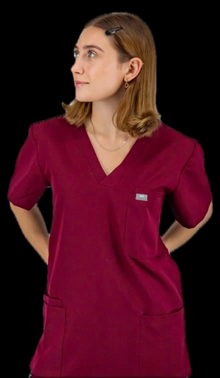 Comfort PRO V-neck top in Wine