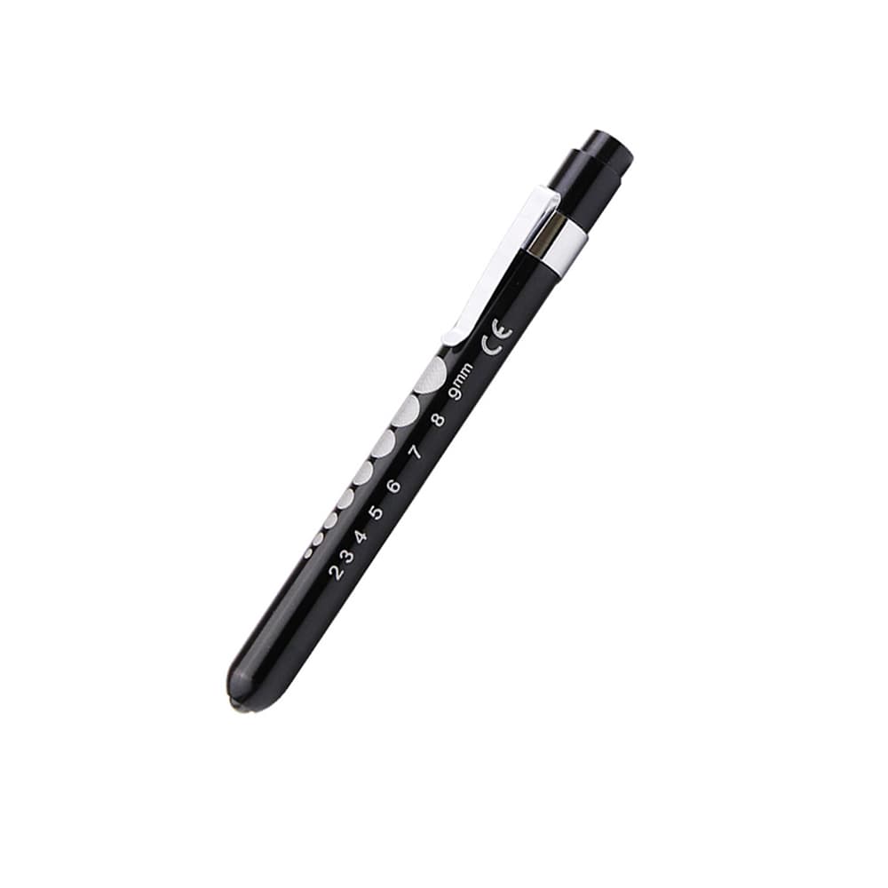 WiZmed high lux cool light diagnostic penlight with chrome-plated casing, pocket clip switch, and pupil gauge for medical professionals