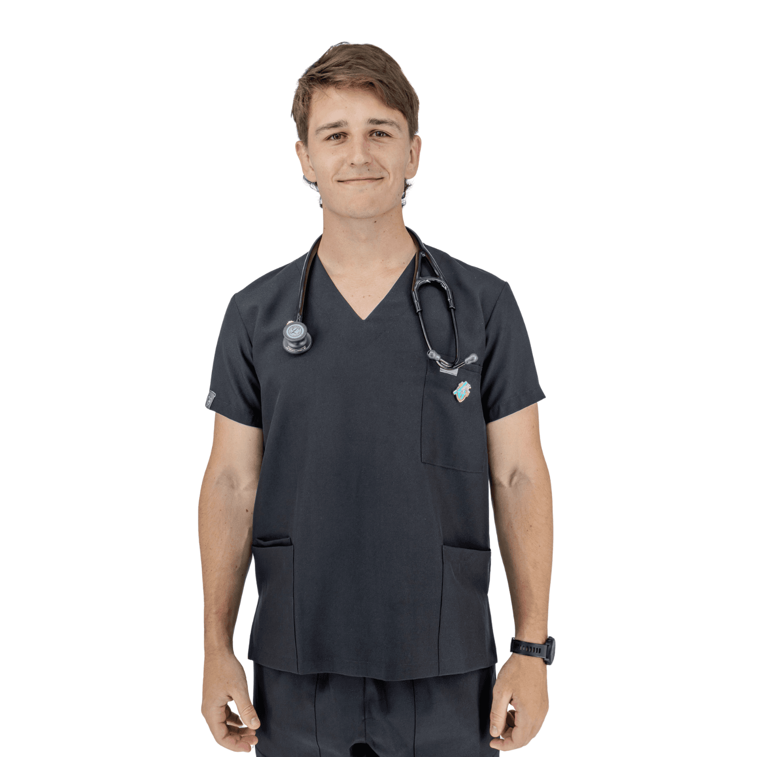 Basic 2.0 scrubs in Black, worn