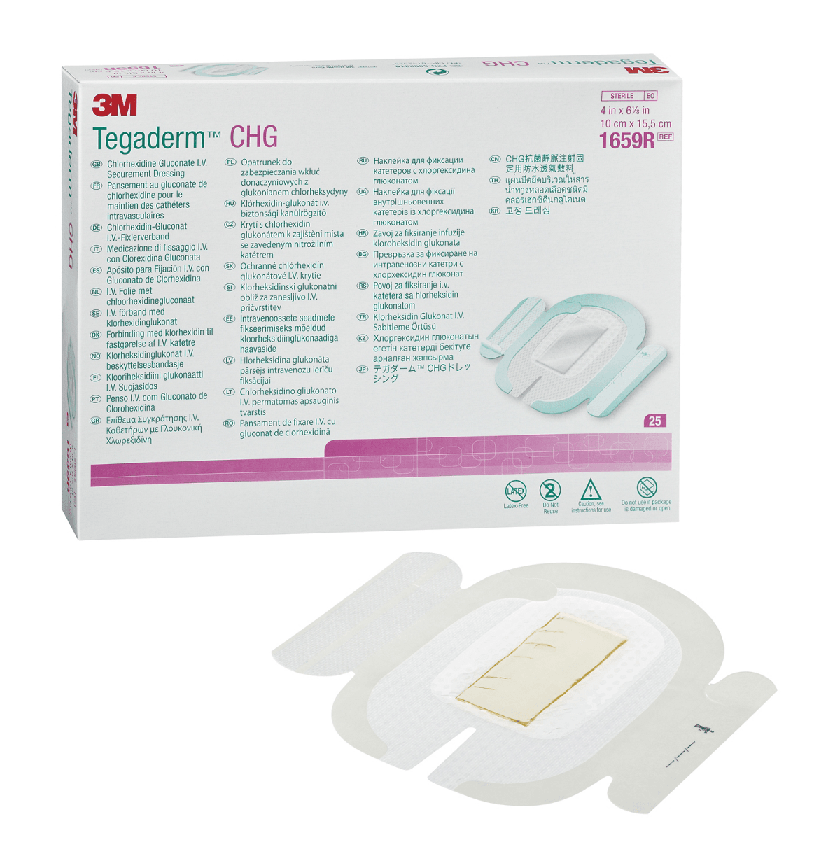 3M™ Tegaderm™ CHG Chlorhexidine Gluconate I.V. Securement Dressing, 1659R, 10 cm x 15.5 cm, 25/CAR, 4 CAR/CS, 100/CS - Consumables - R199 | WiZmed Medical Equipment South Africa 3M™ Tegaderm™ CHG Chlorhexidine Gluconate I.V. Securement Dressing, 1659R, 10 cm x 15.5 cm, 25/CAR, 4 CAR/CS, 100/CS - Consumables - R199 | WiZmed Medical Equipment South Africa