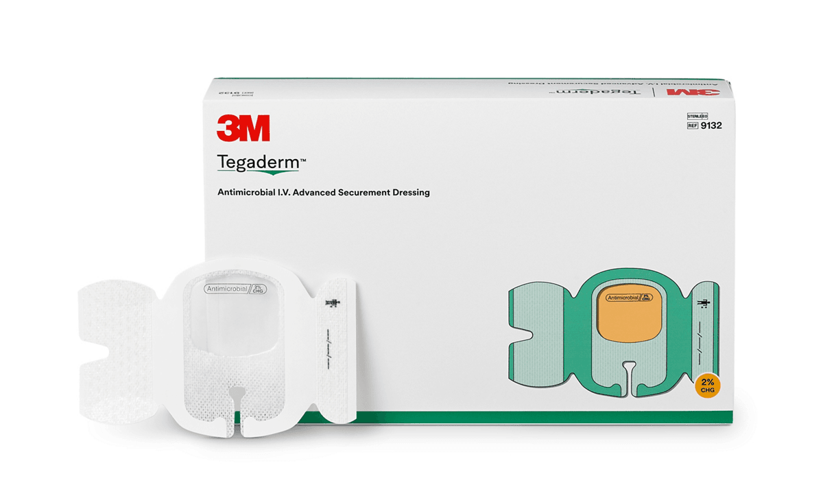 3M™ Tegaderm™ Antimicrobial I.V. Advanced Securement Dressing, 9132, 2 3/4 in x 3 3/8 in, 25/CAR, 4 CAR/CS, 100/CS - Consumables - R5,499 | WiZmed Medical Equipment South Africa 3M™ Tegaderm™ Antimicrobial I.V. Advanced Securement Dressing, 9132, 2 3/4 in x 3 3/8 in, 25/CAR, 4 CAR/CS, 100/CS - Consumables - R5,499 | WiZmed Medical Equipment South Africa