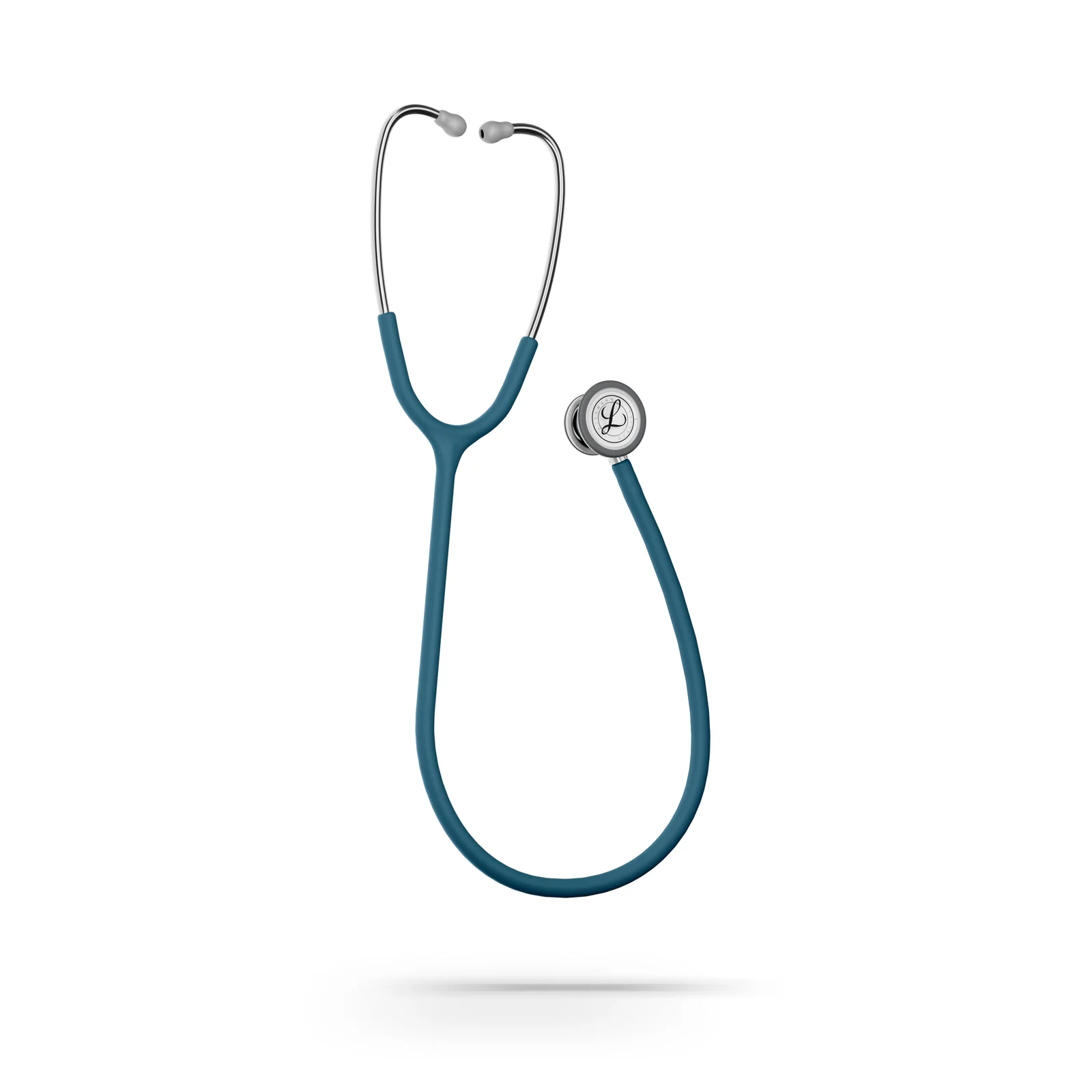 Littmann Classic III satin-finish stethoscope, Caribbean blue tube, stainless steel chestpiece, three-quarter view Littmann Classic III satin-finish stethoscope, Caribbean blue tube, stainless steel chestpiece, three-quarter view