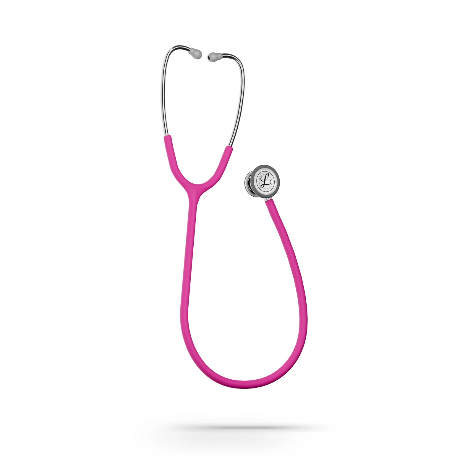 Littmann Classic III satin-finish stethoscope, raspberry tube, stainless steel chestpiece, three-quarter view Littmann Classic III satin-finish stethoscope, raspberry tube, stainless steel chestpiece, three-quarter view
