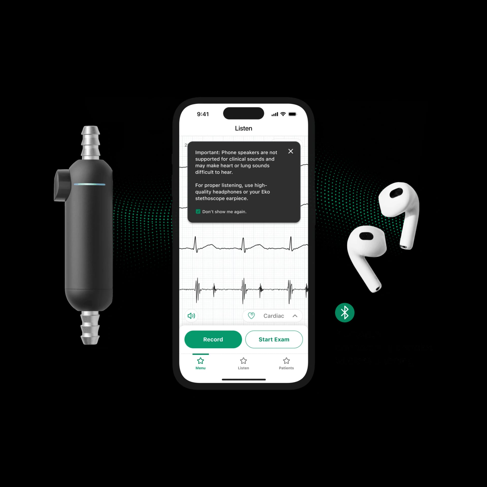 Eko App showing a heart sound waveform from the CORE Attachment Eko App showing a heart sound waveform from the CORE Attachment