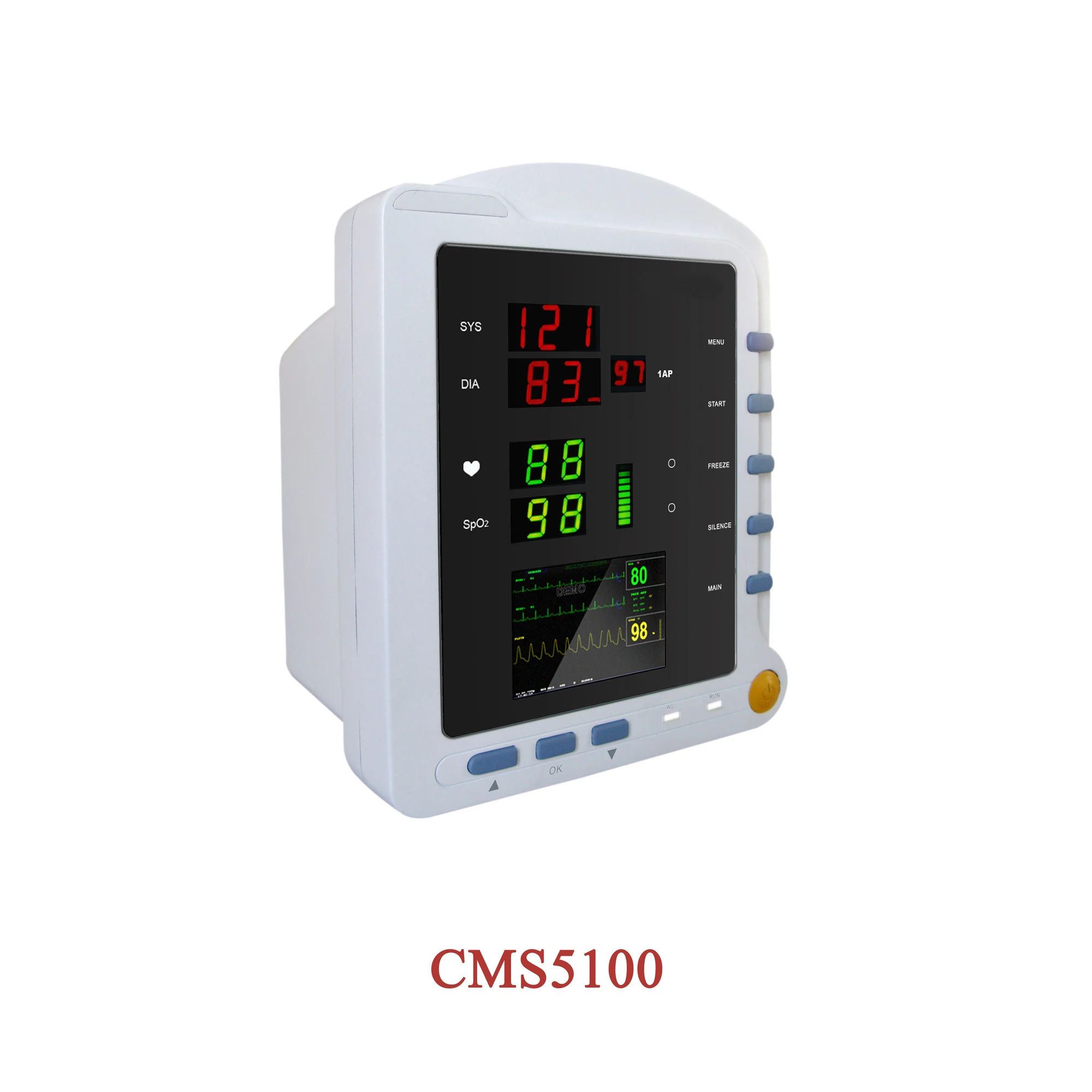 Contec CMS5100 Vital Signs Monitor (NIBP, SpO2, Temperature) - Patient Monitors available at WiZmed for R6,199 Contec CMS5100 Vital Signs Monitor (NIBP, SpO2, Temperature) - Patient Monitors available at WiZmed for R6,199