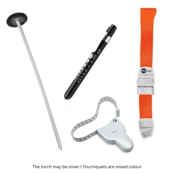 Student Combo - Patella Hammer, Tourniquet, Circumference Tape, Pupil Torch