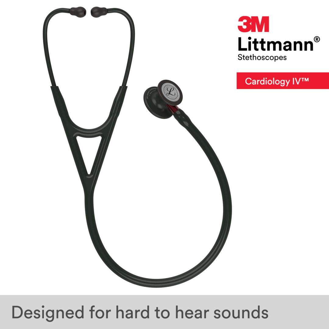 Littmann Cardiology IV - Black - Matte Black Finish - Red Stem Stethoscope