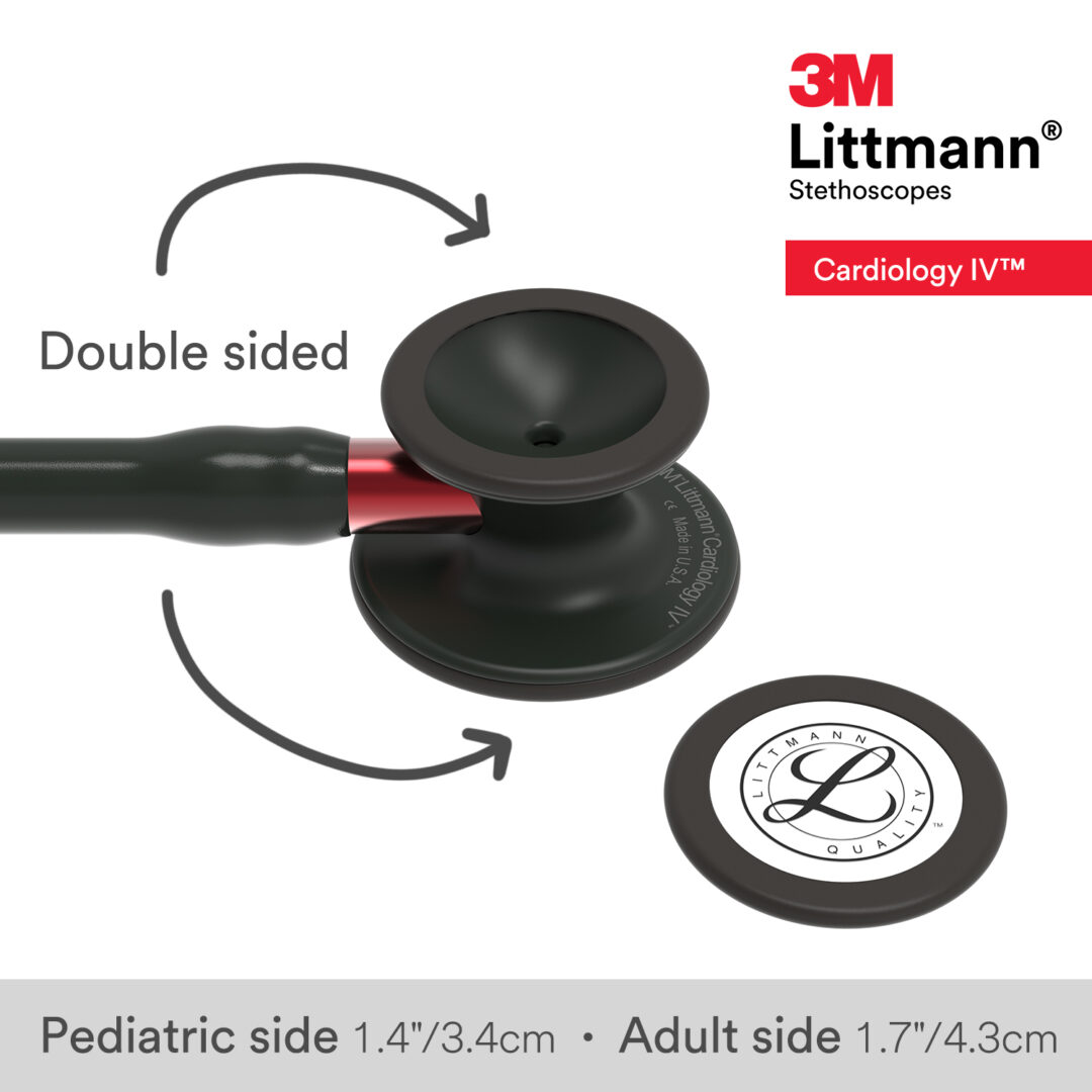 Littmann Cardiology IV - Black - Matte Black Finish - Red Stem Stethoscope