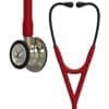 Littmann Cardiology IV Stethoscope with Burgundy Tubing and Champagne Finish, featuring advanced diagnostics for critical care environments, dual-sided chestpiece, and 7-year warranty.