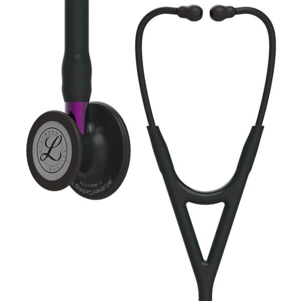 Littmann Cardiology IV - Black - Matte Black Finish - Violet Stem Stethoscope